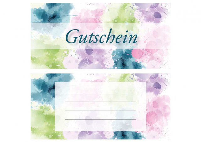 Karte DIN Lang, Druck Kleckse, Gutschein