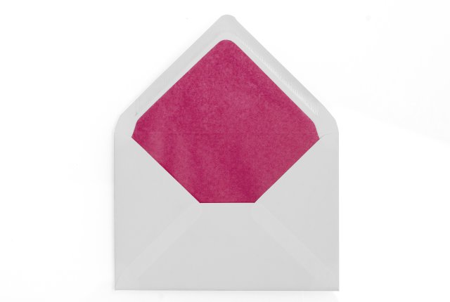 Briefumschläge DIN C6, Weiß mit Innenfutter in Pink