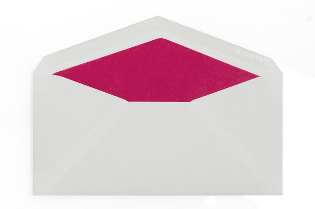 Briefumschläge DIN lang, Weiß mit Innenfutter in Pink