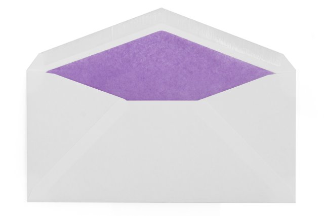 Briefumschläge DIN lang, Weiß mit Innenfutter in Lila
