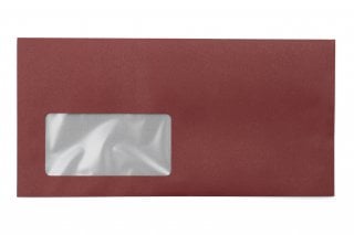 Briefumschläge DIN Lang+ mit Fenster, Druck Dunkelrot
