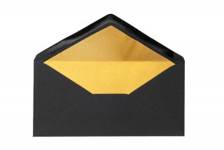 Briefumschläge DIN lang, Schwarz mit Innenfutter in Gold