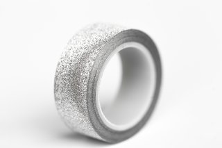 Klebeband Glitzer Silber, 9m lang, 15mm breit